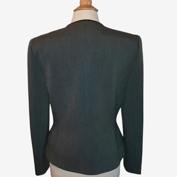 KASPER Collarless Zip Front Cropped Blazer w/Pockets Sz 12 Grey - Picture 4 of 9